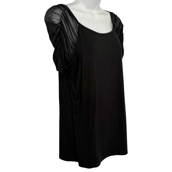 INC International Concepts Black Mesh Scoop Neck Short Sleeve Tee Shirt size L - Picture 6 of 9